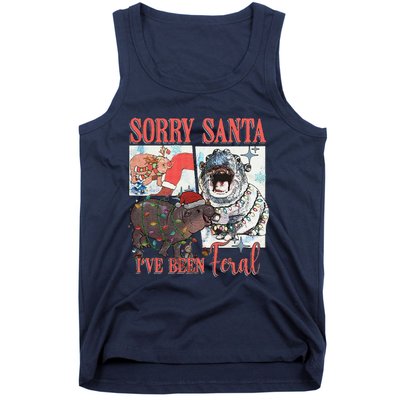 Moo Deng Christmas Santa Hat Sorry Santa IVe Been Feral Tank Top