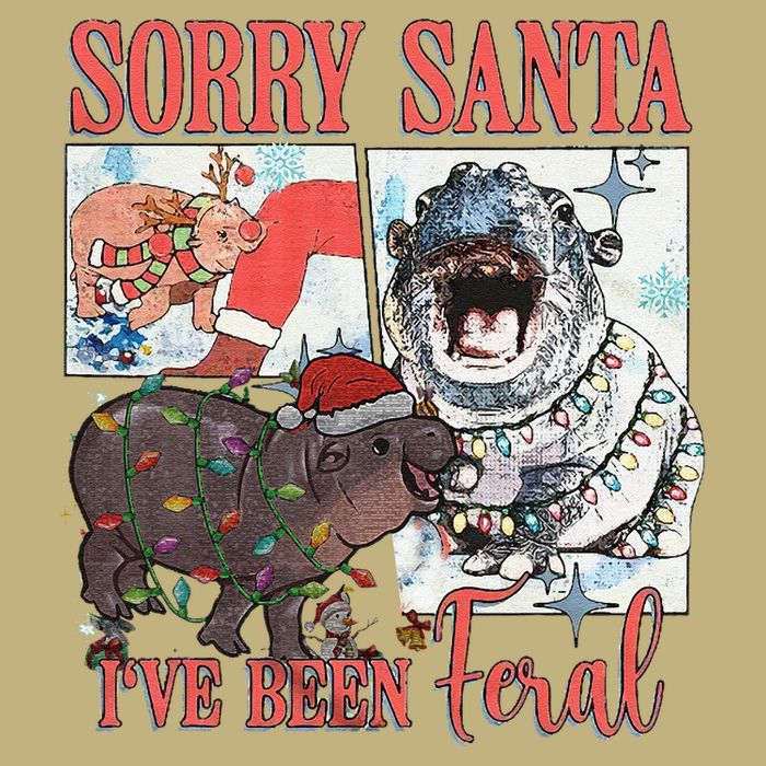 Moo Deng Christmas Santa Hat Sorry Santa IVe Been Feral Cooling Performance Crew T-Shirt