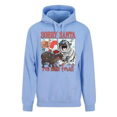 Moo Deng Christmas Santa Hat Sorry Santa IVe Been Feral Unisex Surf Hoodie