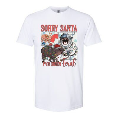 Moo Deng Christmas Santa Hat Sorry Santa IVe Been Feral Softstyle CVC T-Shirt