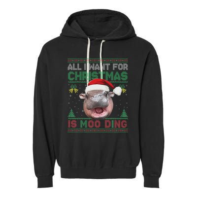 Moo Deng Christmas All I Want For Christmas Is Moo Deng Garment-Dyed Fleece Hoodie