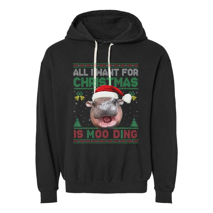 Moo Deng Christmas All I Want For Christmas Is Moo Deng Garment-Dyed Fleece Hoodie