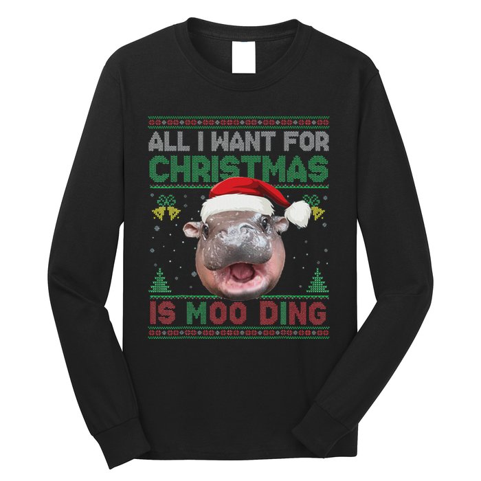 Moo Deng Christmas All I Want For Christmas Is Moo Deng Long Sleeve Shirt