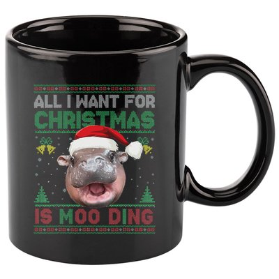 Moo Deng Christmas All I Want For Christmas Is Moo Deng 11oz C Handle Ceramic Mug