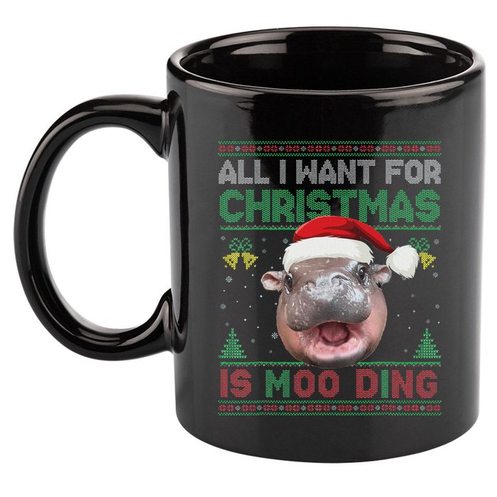 Moo Deng Christmas All I Want For Christmas Is Moo Deng 11oz C Handle Ceramic Mug