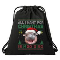 Moo Deng Christmas All I Want For Christmas Is Moo Deng Drawstring Bag