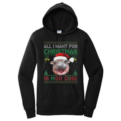 Moo Deng Christmas All I Want For Christmas Is Moo Deng Women's Pullover Hoodie
