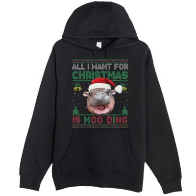 Moo Deng Christmas All I Want For Christmas Is Moo Deng Premium Pullover Hoodie
