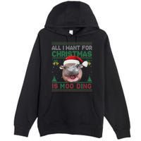 Moo Deng Christmas All I Want For Christmas Is Moo Deng Premium Pullover Hoodie