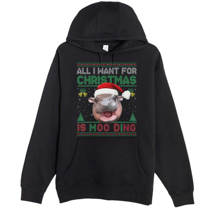 Moo Deng Christmas All I Want For Christmas Is Moo Deng Premium Pullover Hoodie