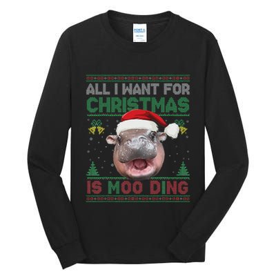 Moo Deng Christmas All I Want For Christmas Is Moo Deng Tall Long Sleeve T-Shirt