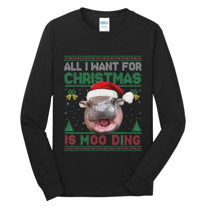 Moo Deng Christmas All I Want For Christmas Is Moo Deng Tall Long Sleeve T-Shirt