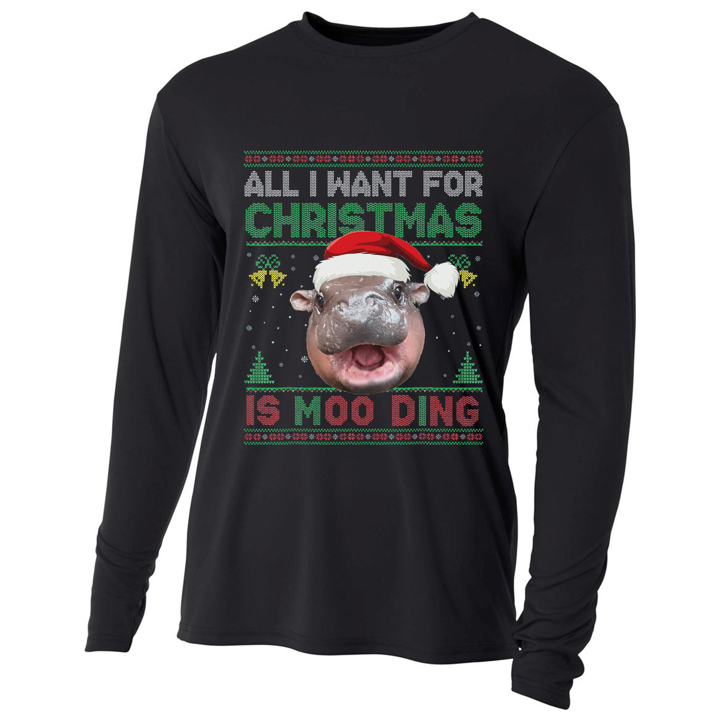 Moo Deng Christmas All I Want For Christmas Is Moo Deng Cooling Performance Long Sleeve Crew