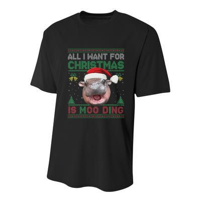 Moo Deng Christmas All I Want For Christmas Is Moo Deng Youth Performance Sprint T-Shirt