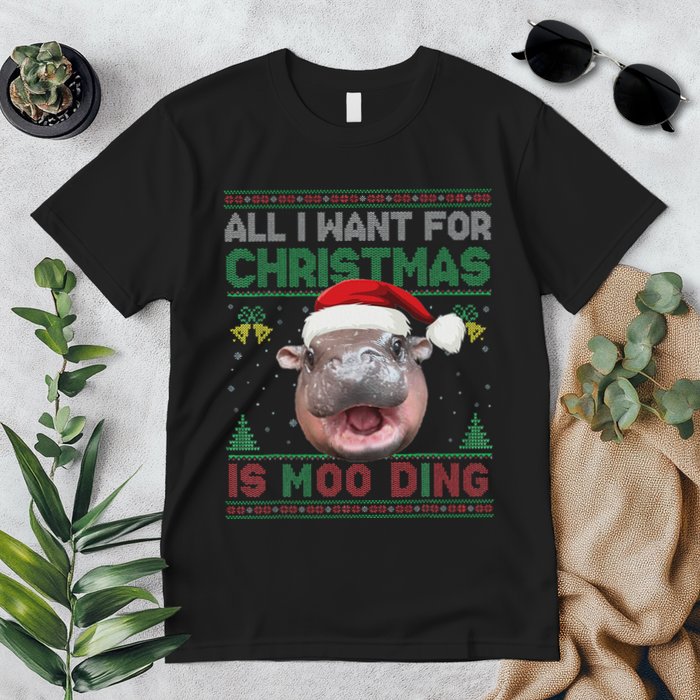 Moo Deng Christmas All I Want For Christmas Is Moo Deng Premium T-Shirt