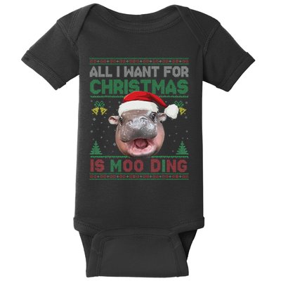 Moo Deng Christmas All I Want For Christmas Is Moo Deng Baby Bodysuit
