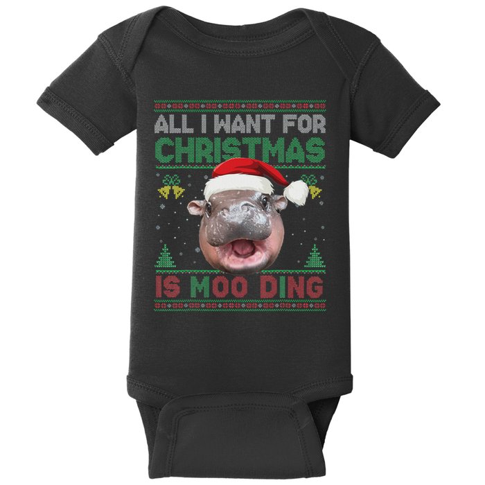 Moo Deng Christmas All I Want For Christmas Is Moo Deng Baby Bodysuit