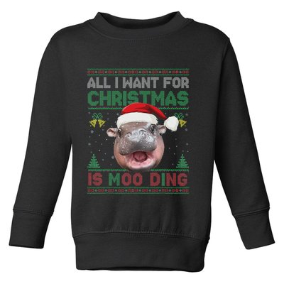 Moo Deng Christmas All I Want For Christmas Is Moo Deng Toddler Sweatshirt