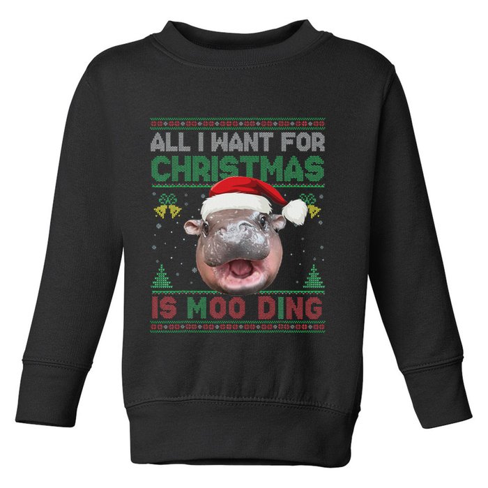 Moo Deng Christmas All I Want For Christmas Is Moo Deng Toddler Sweatshirt