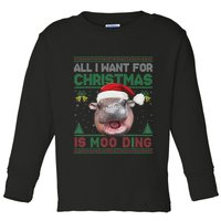 Moo Deng Christmas All I Want For Christmas Is Moo Deng Toddler Long Sleeve Shirt
