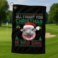 Moo Deng Christmas All I Want For Christmas Is Moo Deng Golf Towel