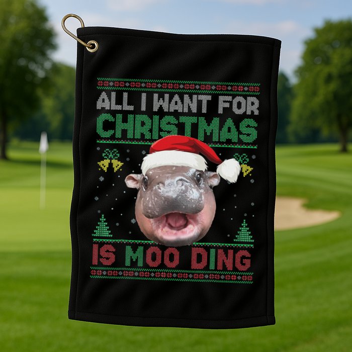 Moo Deng Christmas All I Want For Christmas Is Moo Deng Golf Towel