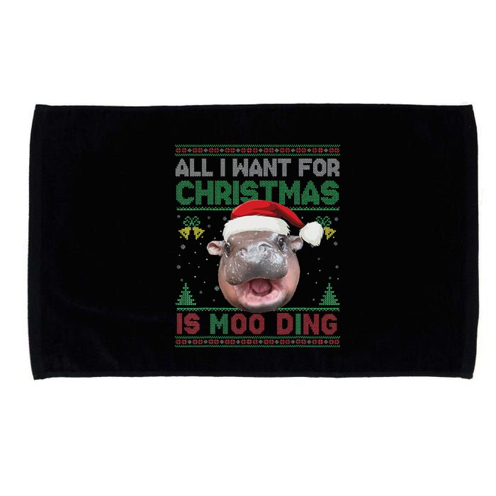 Moo Deng Christmas All I Want For Christmas Is Moo Deng Microfiber Hand Towel