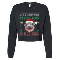 Moo Deng Christmas All I Want For Christmas Is Moo Deng Cropped Pullover Crew