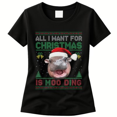 Moo Deng Christmas All I Want For Christmas Is Moo Deng Womens T-Shirt