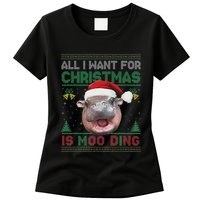 Moo Deng Christmas All I Want For Christmas Is Moo Deng Womens T-Shirt