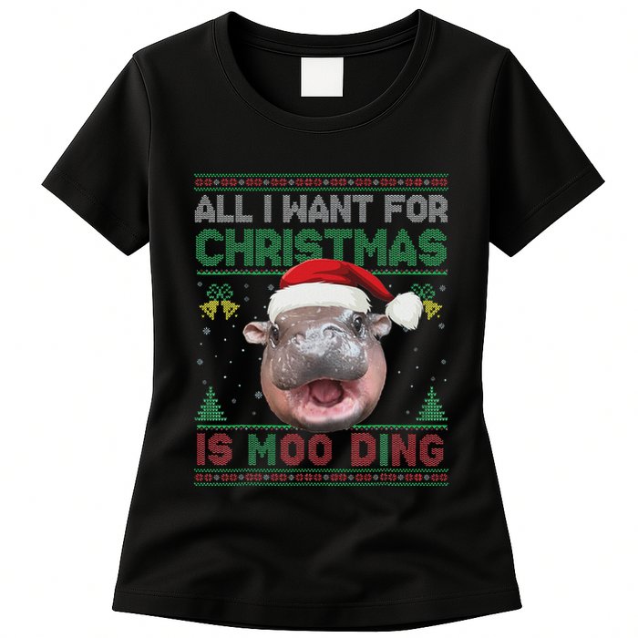 Moo Deng Christmas All I Want For Christmas Is Moo Deng Womens T-Shirt