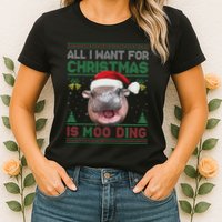 Moo Deng Christmas All I Want For Christmas Is Moo Deng Womens T-Shirt