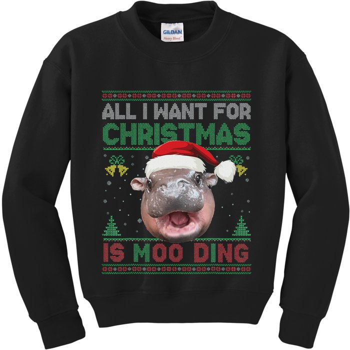 Moo Deng Christmas All I Want For Christmas Is Moo Deng Kids Sweatshirt