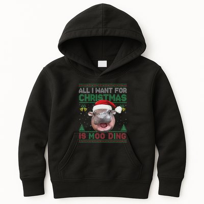 Moo Deng Christmas All I Want For Christmas Is Moo Deng Kids Hoodie