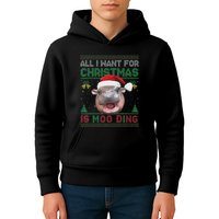 Moo Deng Christmas All I Want For Christmas Is Moo Deng Kids Hoodie
