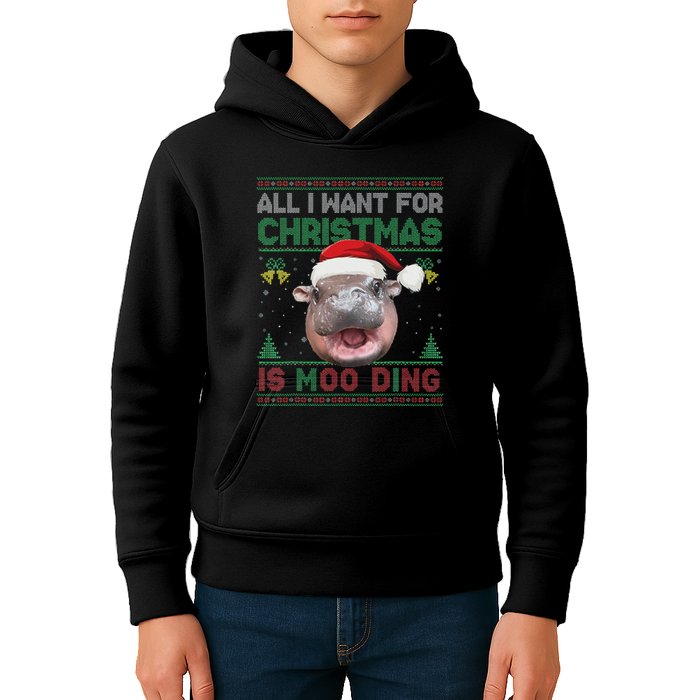 Moo Deng Christmas All I Want For Christmas Is Moo Deng Kids Hoodie