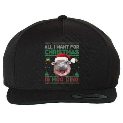Moo Deng Christmas All I Want For Christmas Is Moo Deng Wool Snapback Cap
