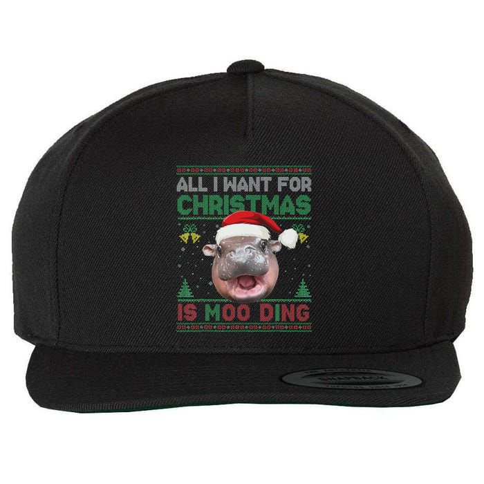 Moo Deng Christmas All I Want For Christmas Is Moo Deng Wool Snapback Cap