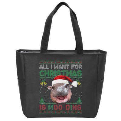 Moo Deng Christmas All I Want For Christmas Is Moo Deng Zip Tote Bag