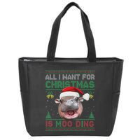 Moo Deng Christmas All I Want For Christmas Is Moo Deng Zip Tote Bag