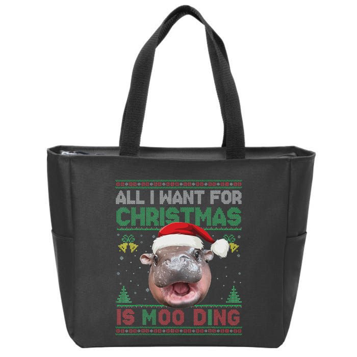 Moo Deng Christmas All I Want For Christmas Is Moo Deng Zip Tote Bag