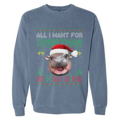 Moo Deng Christmas All I Want For Christmas Is Moo Deng Garment-Dyed Sweatshirt