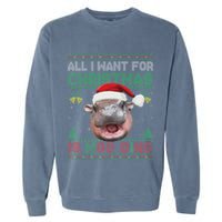 Moo Deng Christmas All I Want For Christmas Is Moo Deng Garment-Dyed Sweatshirt