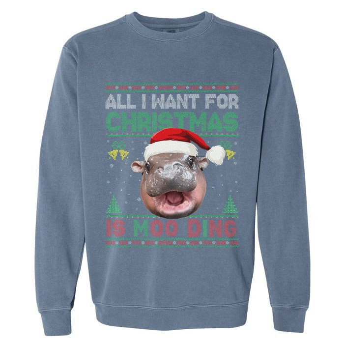 Moo Deng Christmas All I Want For Christmas Is Moo Deng Garment-Dyed Sweatshirt