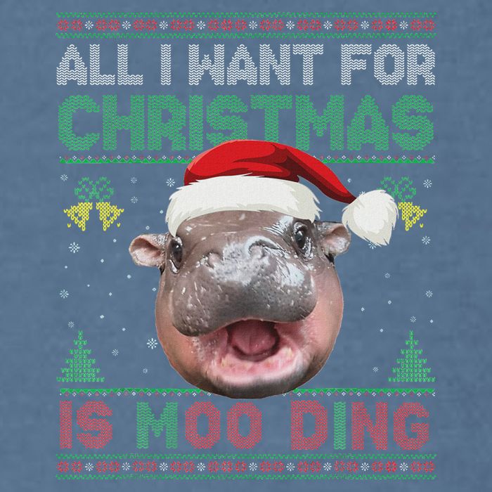Moo Deng Christmas All I Want For Christmas Is Moo Deng Garment-Dyed Sweatshirt