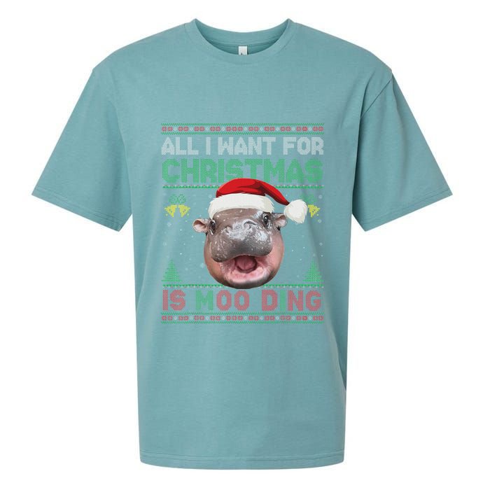 Moo Deng Christmas All I Want For Christmas Is Moo Deng Sueded Cloud Jersey T-Shirt