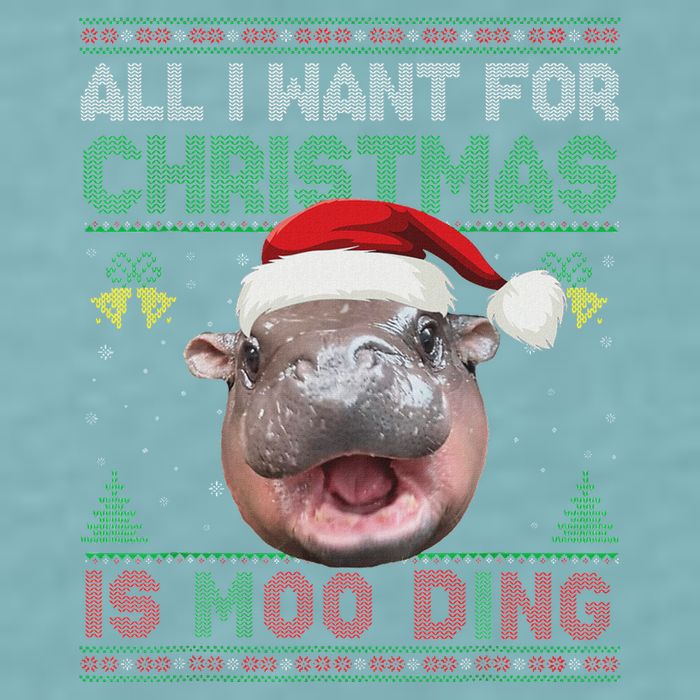 Moo Deng Christmas All I Want For Christmas Is Moo Deng Sueded Cloud Jersey T-Shirt