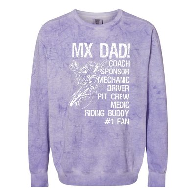 MX Dad Coach Sponsor Mechanic Driver Riding Buddy Dirt Bike Fathers Day Gift Colorblast Crewneck Sweatshirt