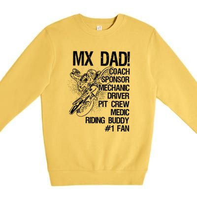 MX Dad Coach Sponsor Mechanic Driver Riding Buddy Dirt Bike Fathers Day Gift Premium Crewneck Sweatshirt