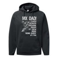 MX Dad Coach Sponsor Mechanic Driver Riding Buddy Dirt Bike Fathers Day Gift Performance Fleece Hoodie